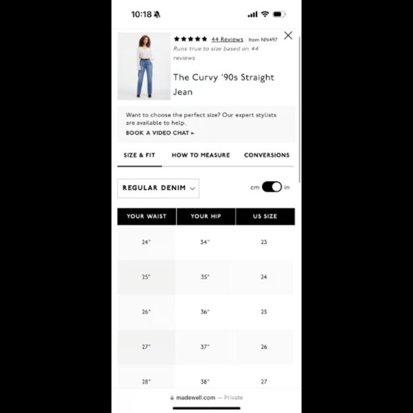 Madewell The Curvy '90s Straight Jean Women Size 25 NWOT - Picture 9 of 9